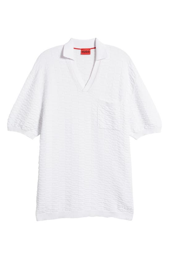 Hugo Boss Hugo Spato Cotton Jacquard Sweater Polo In White