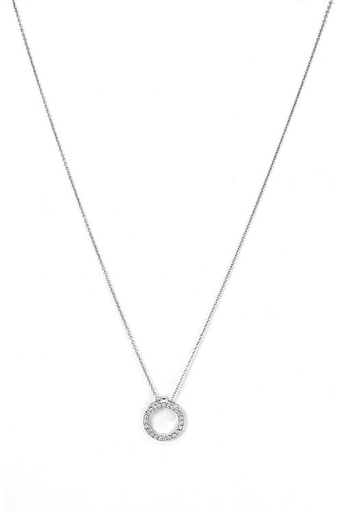 Roberto Coin 'Tiny Treasures' Small Diamond Circle Pendant Necklace in White Gold at Nordstrom, Size 16 In