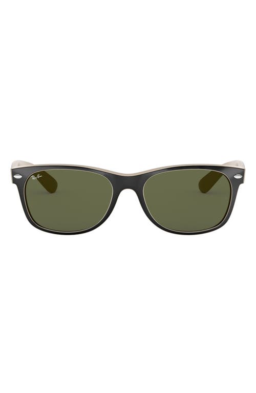 Shop Ray Ban Ray-ban New Wayfarer 55mm Rectangular Sunglasses In Black Beige/green