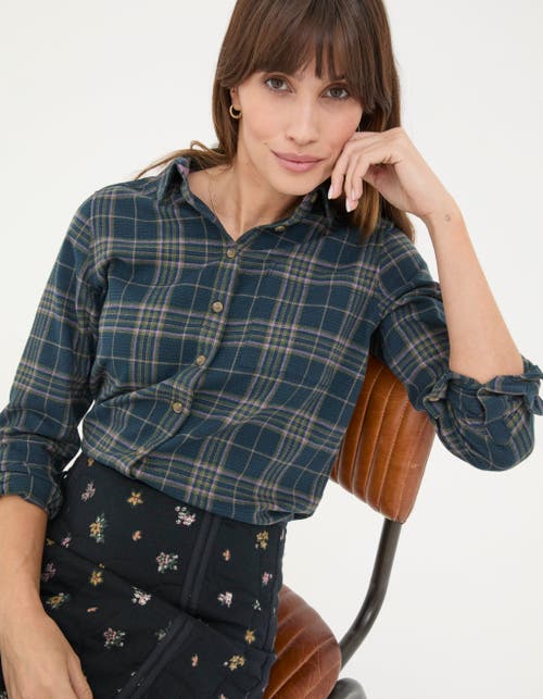 Shop Fatface Olivia Check Shirt In Dark Teal Green