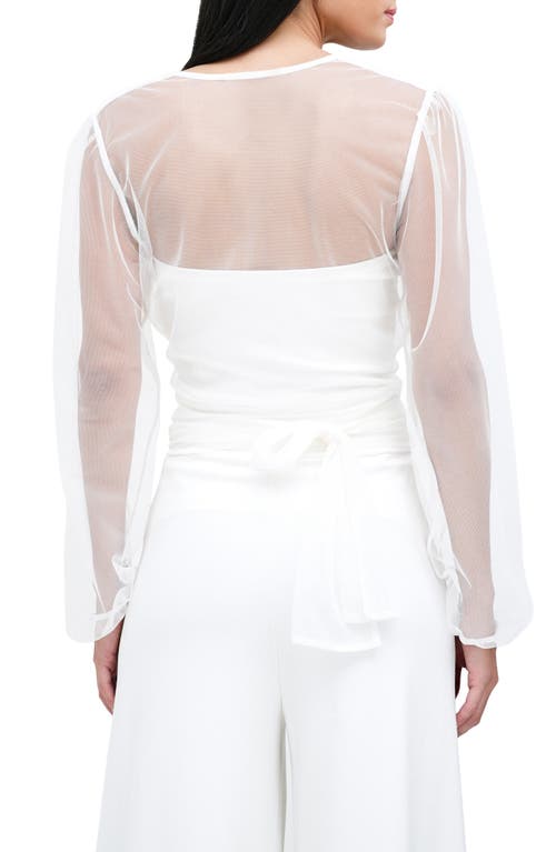 Shop Marcella Verona Sheer Mesh Wrap Bolero In Off White