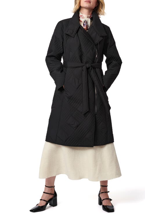 Shop Bernardo Crisscross Quilted Belted Coat In Black