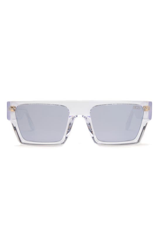 Dezi X Monet Slick 55mm Square Sunglasses In Icy / Silver Chrome