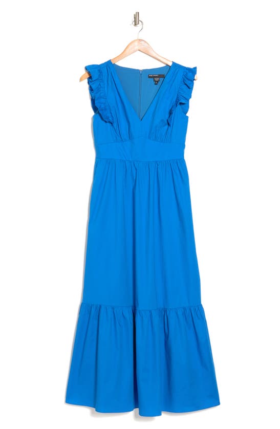 Maggy London Womens Ruffle Sleeve Long Maxi Dress In Directoire Blue