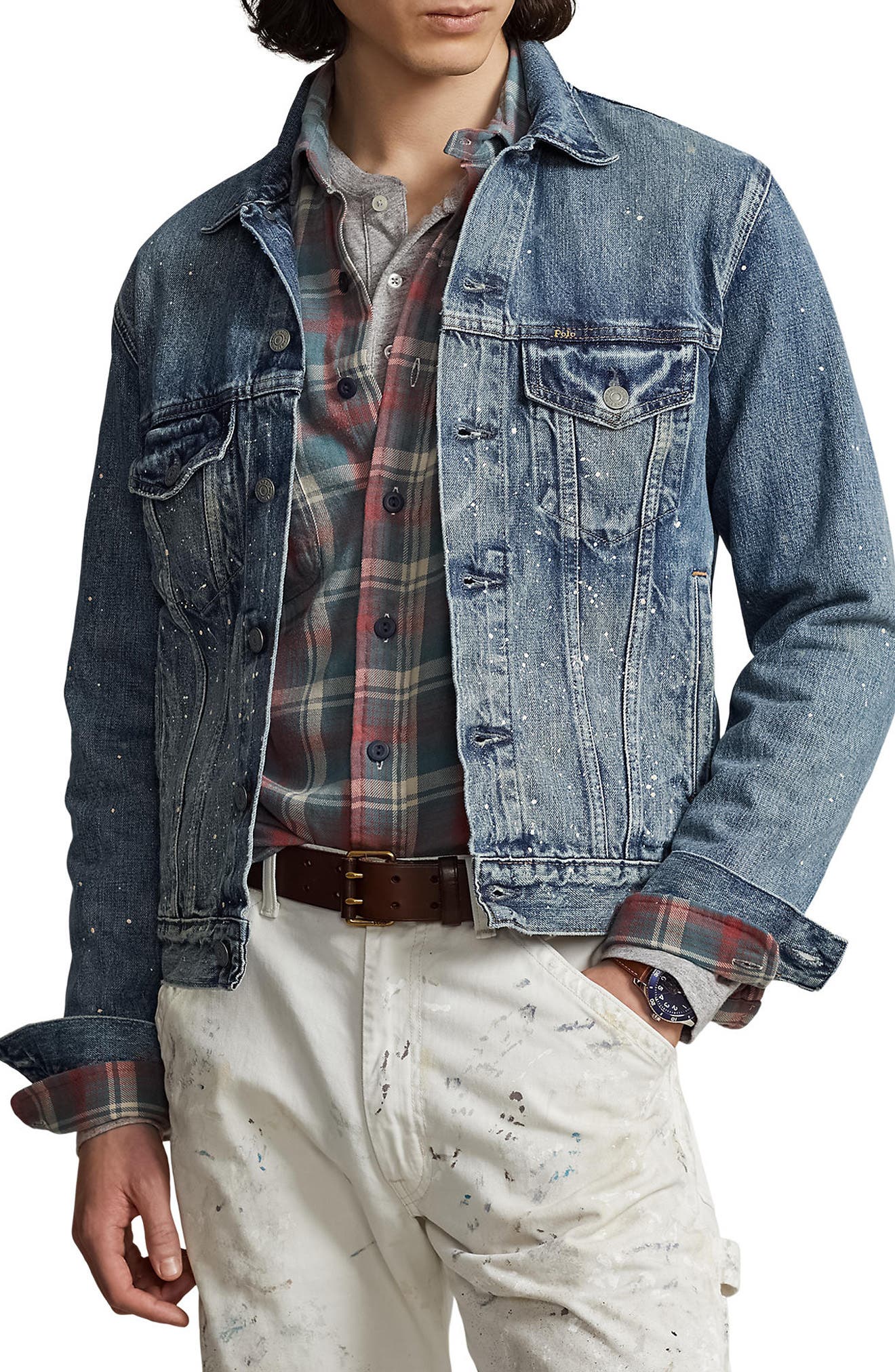 polo shirt with denim jacket