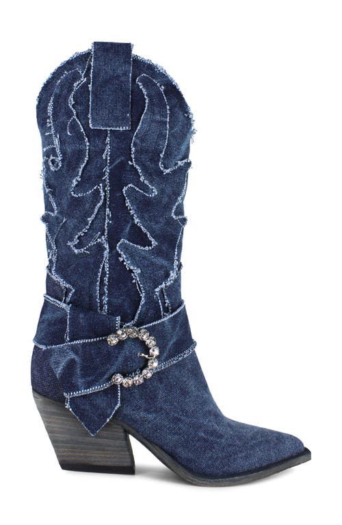 Shop Zigi Neguiver Western Boot In Blue Denim