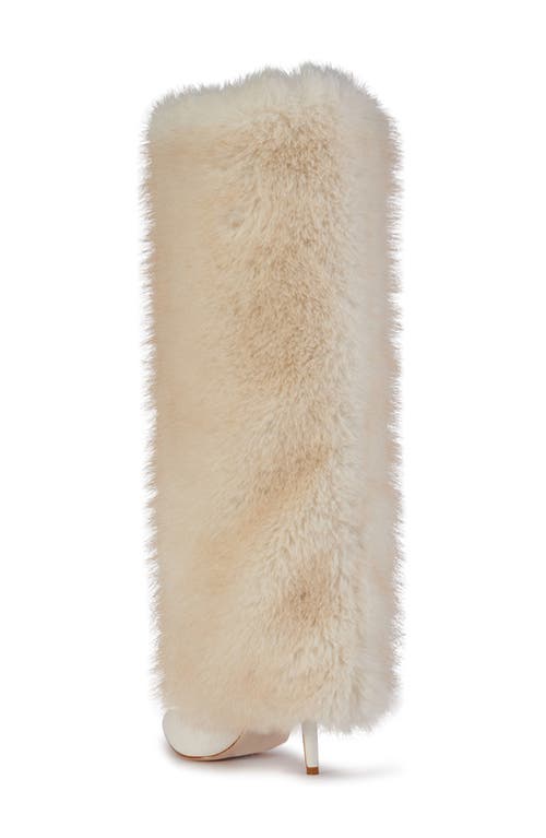 Shop Azalea Wang Omera Faux Fur Over The Knee Boot In White