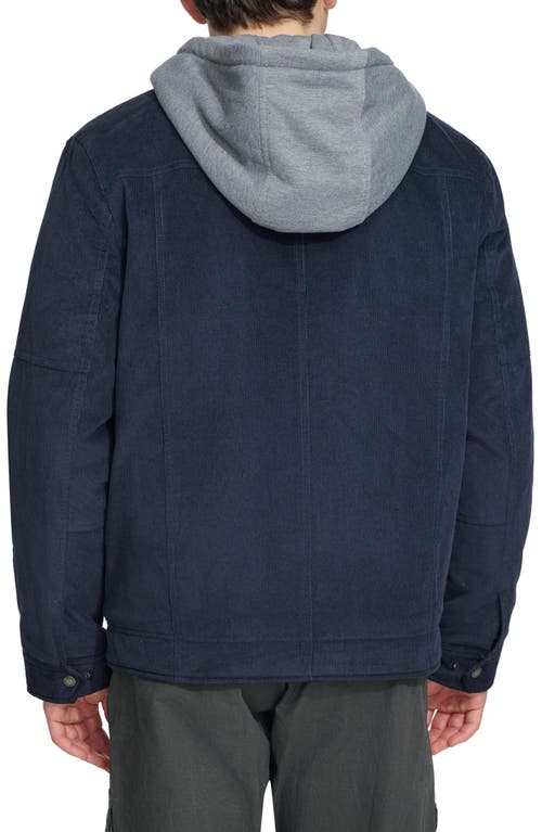 Levi's Men's Hooded Corduroy Zip Jacket In Navy