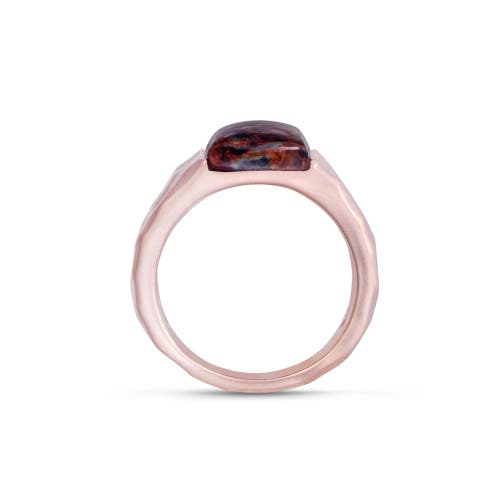 LUVMYJEWELRY LUVMYJEWELRY RED PIETERSITE TEXTURED STERLING SILVER MEN SIGNET RING