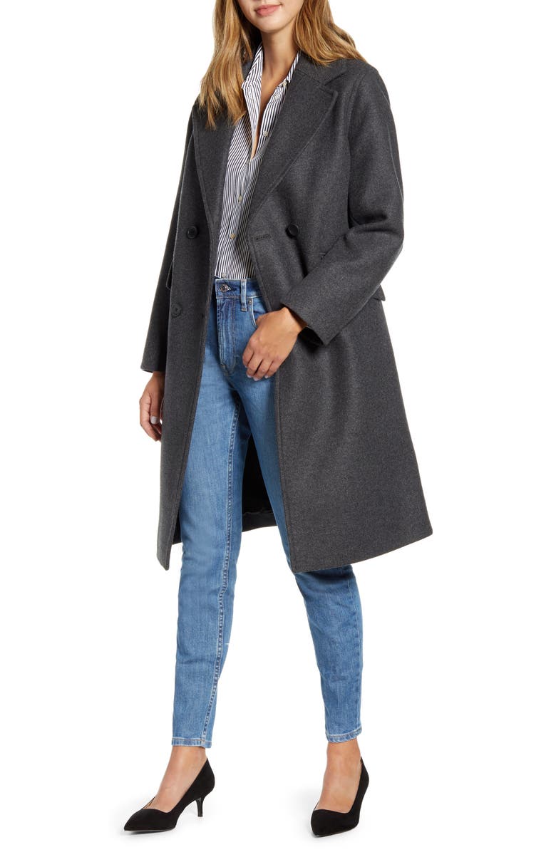 EVERLANE The Double Breasted Coat, Alternate, color, DARK CHARCOAL