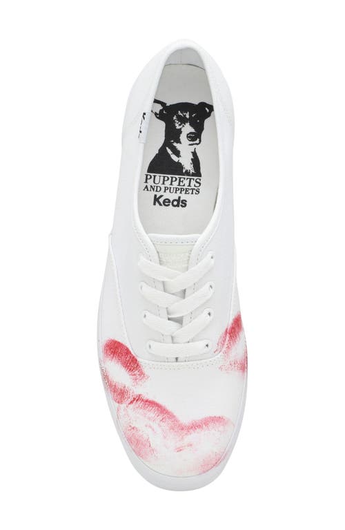 Keds Women's X Puppets And Puppets Champion Kisses Lace Up Canvas Sneakers In White