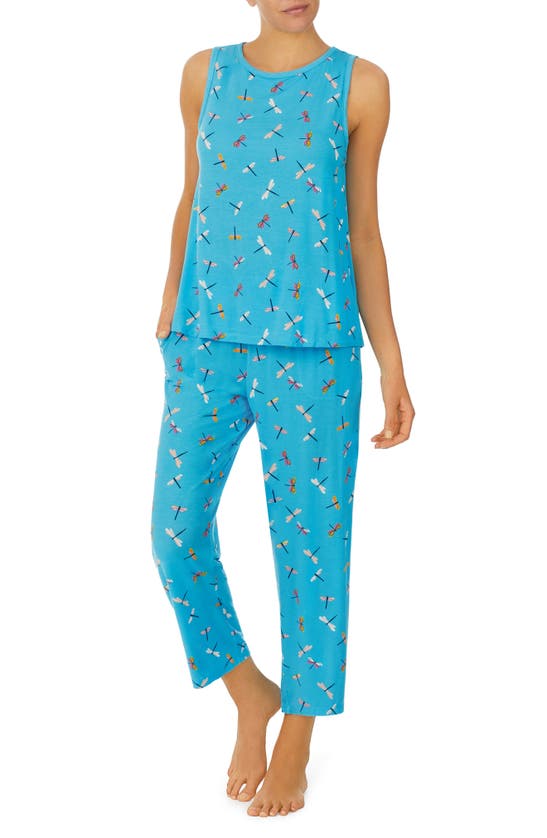 Kate Spade Print Crop Pajamas In Blue Prt