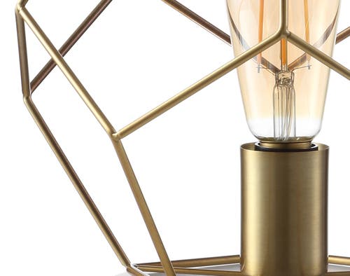Jonathan Y James Midcentury Glam Metal/marble Geometric Led Table Lamp In Brass Gold