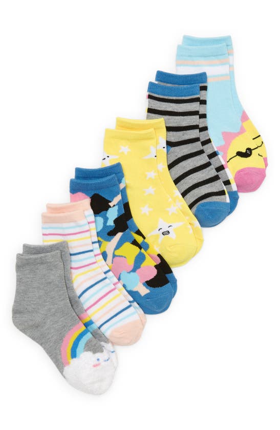 Nordstrom Kids' Assorted 6-pack Quarter Socks In Cool Sun Stripe Pack