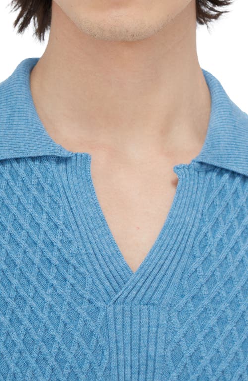 Shop Bugatchi Merino Wool Johnny Collar Sweater In Cobalt