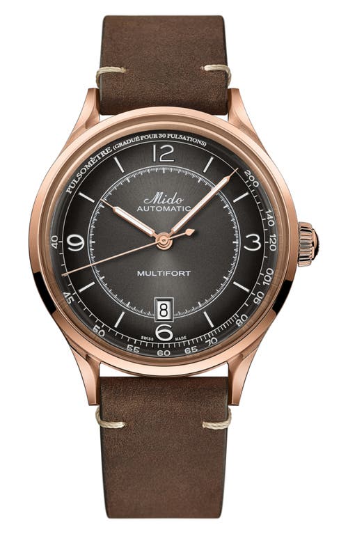 Mido Baroncelli Automatic Bracelet Watch, 29mm In Brown/black/rose Gold