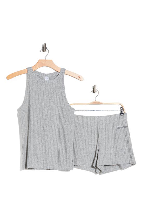 Shop Calvin Klein Cozy Rib Short Pajamas In Grey Heather