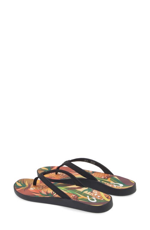 Shop Olukai Puawe Flip Flop In Black/pineapple