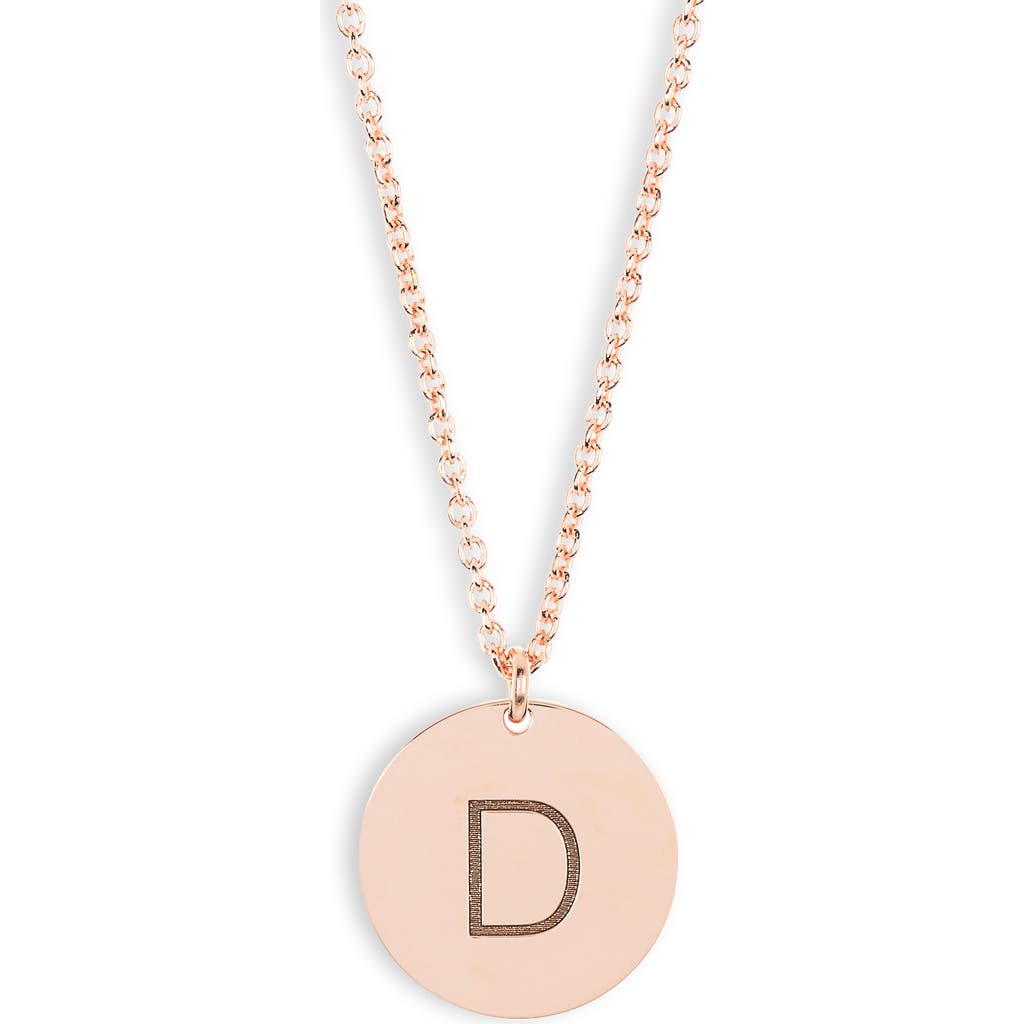 Meshmerise Initial Disc Pendant Necklace In Rose-d