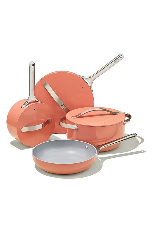 CARAWAY Non-Toxic Ceramic Non-Stick 7-Piece Cookware Set with Lid Storage in Perracotta at Nordstrom