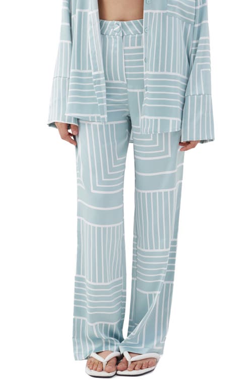 4th & Reckless Norma Geo Stripe Trousers in Sage Print