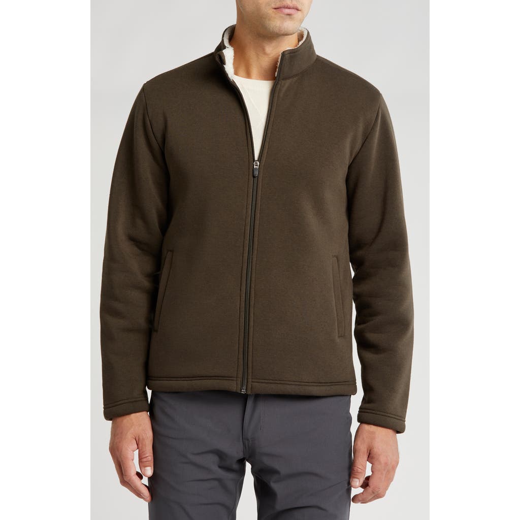 Shop Vintage 1946 Faux Shearling Lined Zip Jacket In Dark Olive