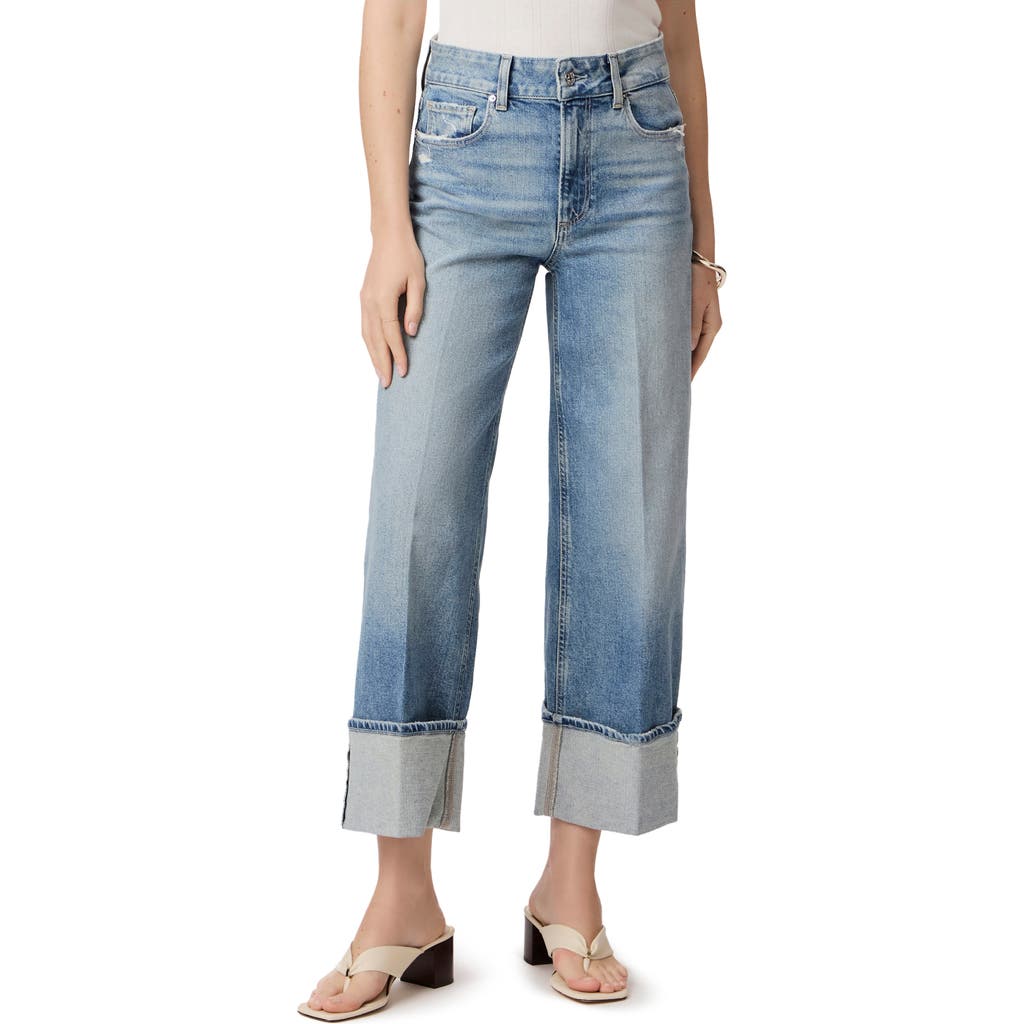 Paige Sasha Cuffed High Waist Wide Leg Jeans In Storybook Distressed