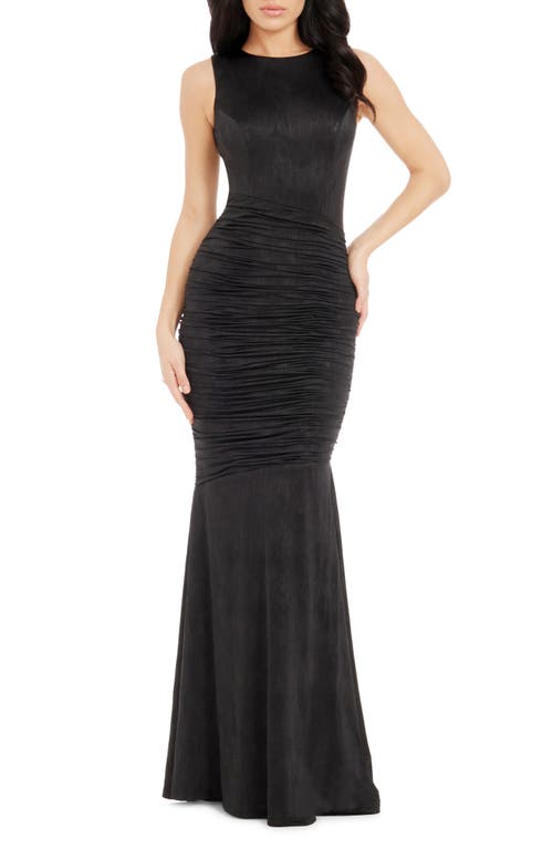 Shop Dress The Population Violetta Ruched Sleeveless Gown In Black