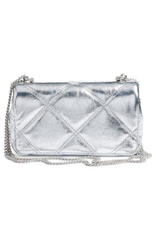 Tory Burch Kira Quilted Metallic Leather Crossbody Bag In Silver