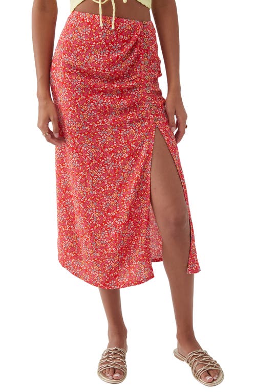 O'Neill Rosita Floral Button Front Midi Skirt in Red Hot
