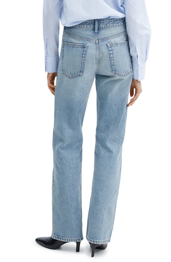 Shop Mango Mid Rise Straight Leg Jeans In Light Vintage Blue