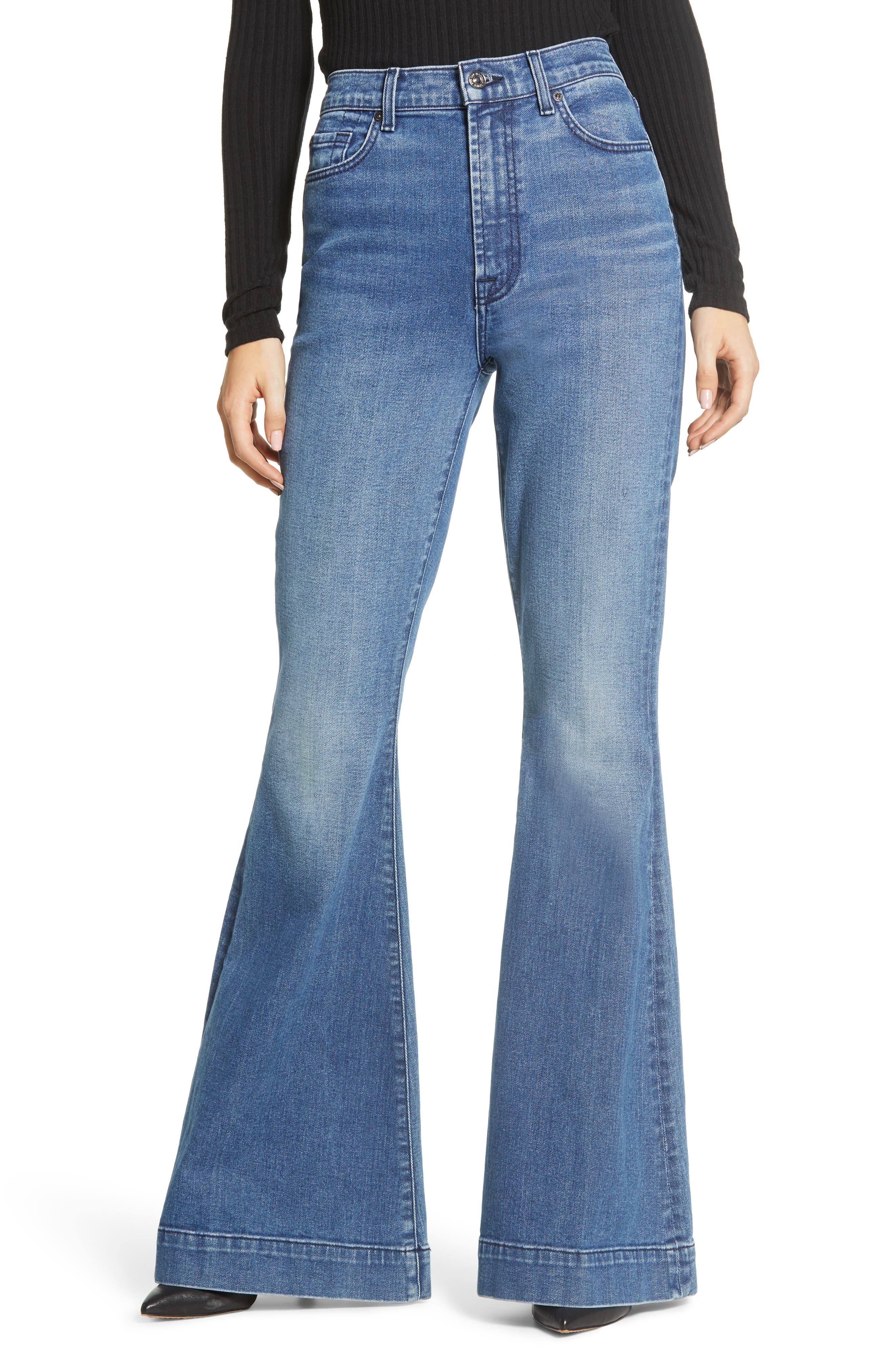 7 For All Mankind Mega Flare High Waist Jeans In Alpine | ModeSens