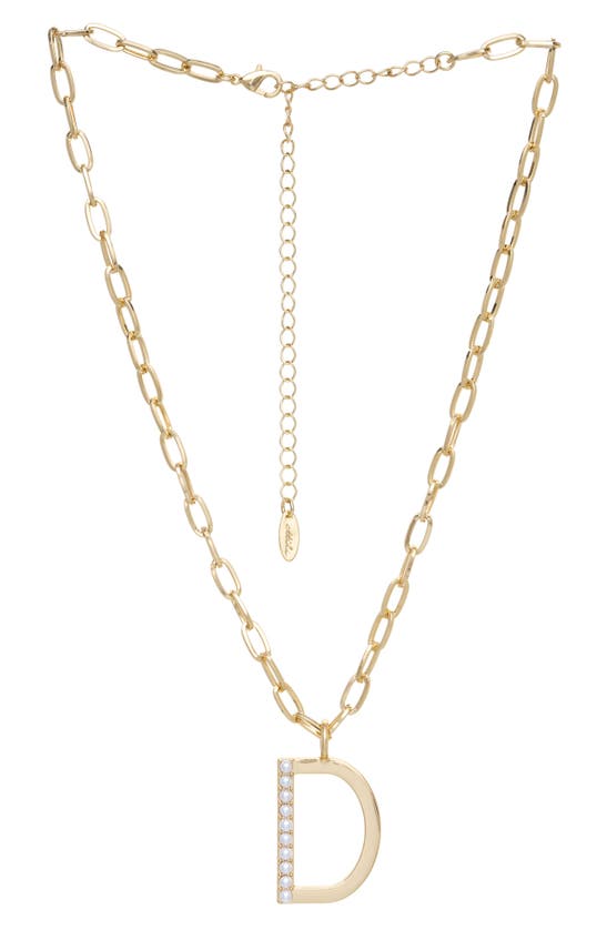 Ettika Imitation Pearl Initial Pendant Necklace In Gold- D
