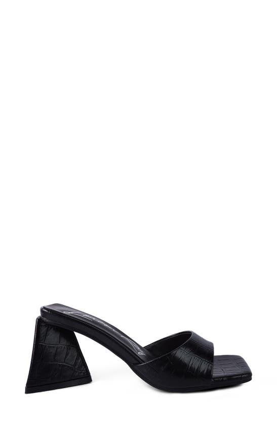 LONDON RAG LONDON RAG TRINITY CROC EMBOSSED TRIANGLE BLOCK HEEL SANDAL
