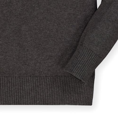 Hope & Henry Baby Boys' Fine Gauge V-neck Sweater With Elbow Patches, Infant In Charcoal Heather