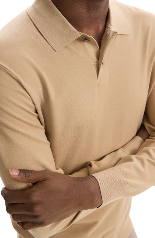 Shop Theory Goris Long Sleeve Polo In New Camel