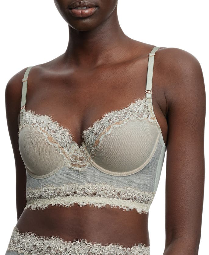 Shop Skarlett Blue Entice Longline Lightly Lined Bra In Frosted Jade/nylon