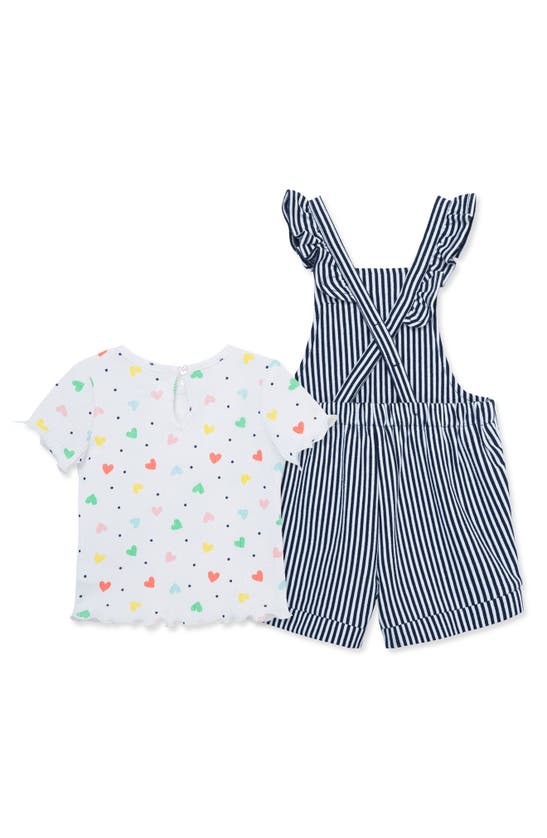 Shop Little Me Heart Knit Jumpsuit & Short Sleeve Top Set In Blue