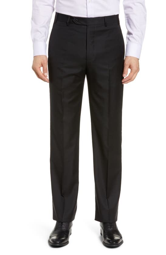 ALEXANDER WANG T ZANELLA TODD RELAXED FIT FLAT FRONT SOLID WOOL DRESS PANTS