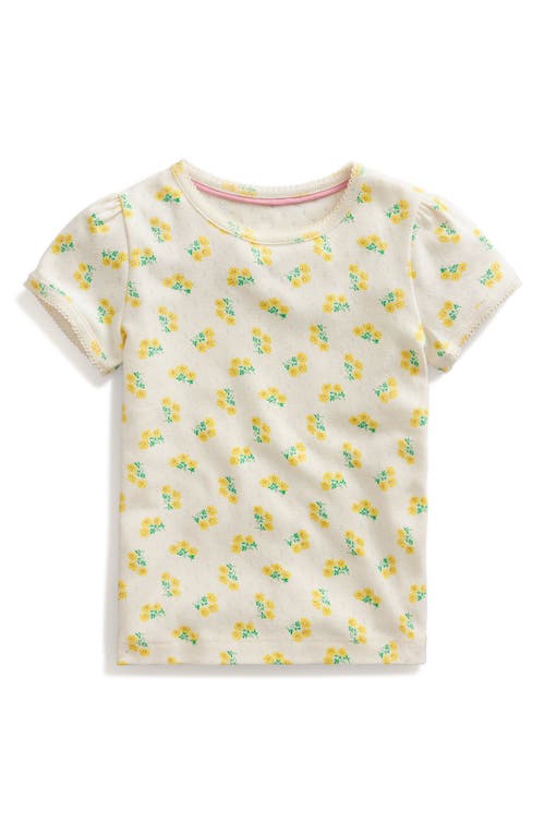 Mini Boden Kids' Floral Pointelle Cotton T-Shirt in Ditsy Floral at Nordstrom, Size 6-7Y