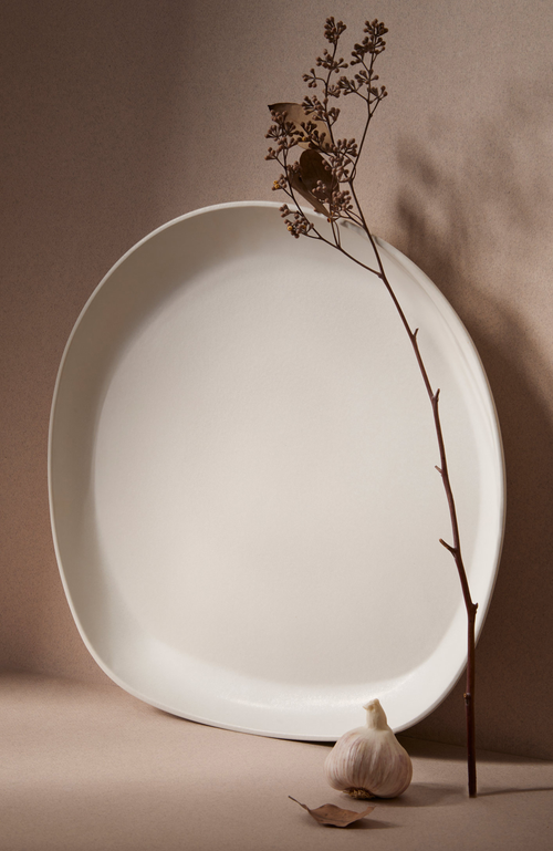 Gharyan Stoneware Stoneware Round Serving Platter In White