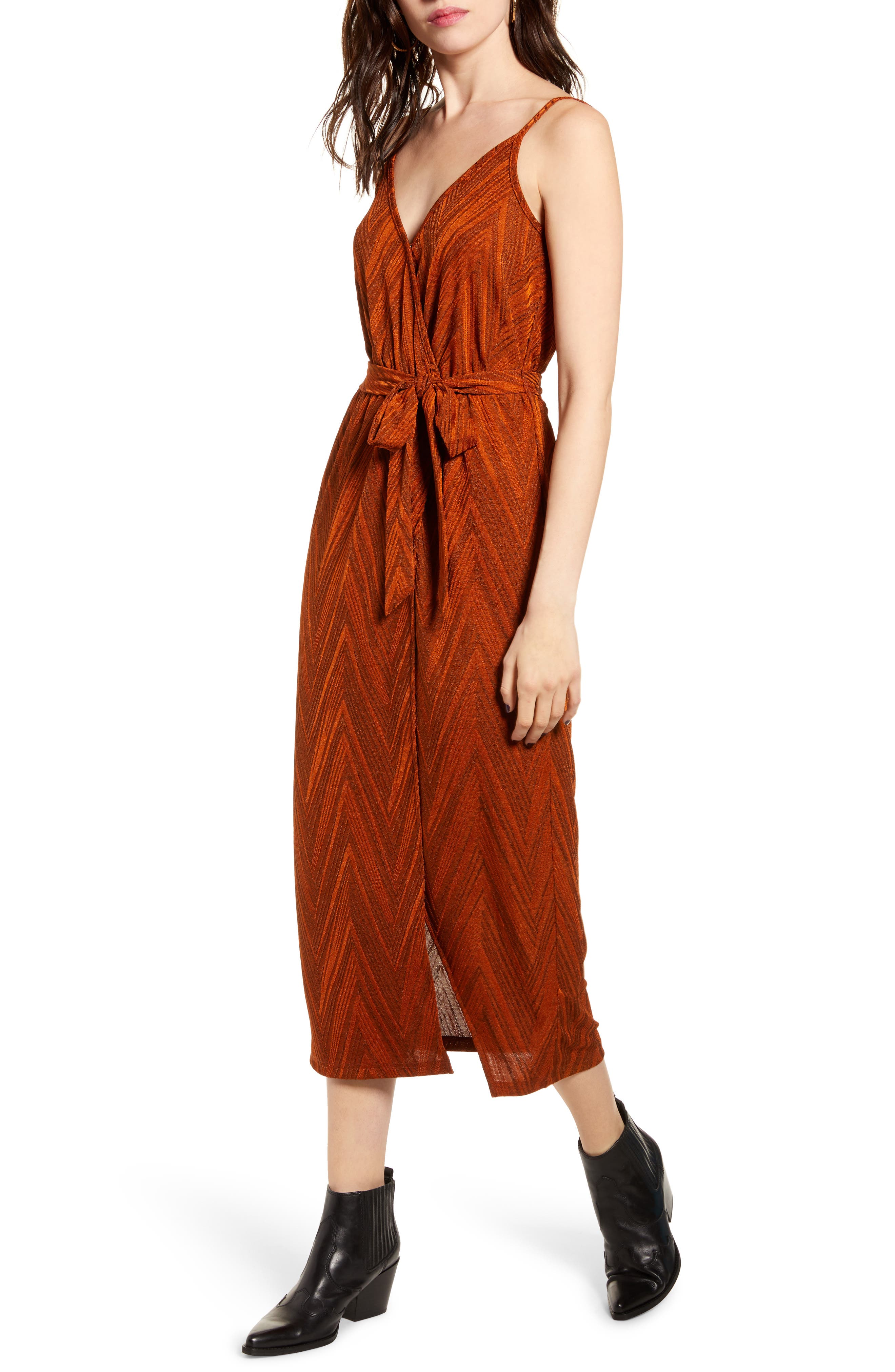 strappy wrap midi dress