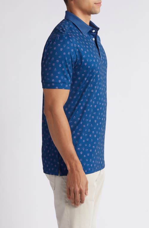 Shop Mizzen + Main Mizzen+main Versa Trim Fit Print Performance Polo In Poseidon Postage