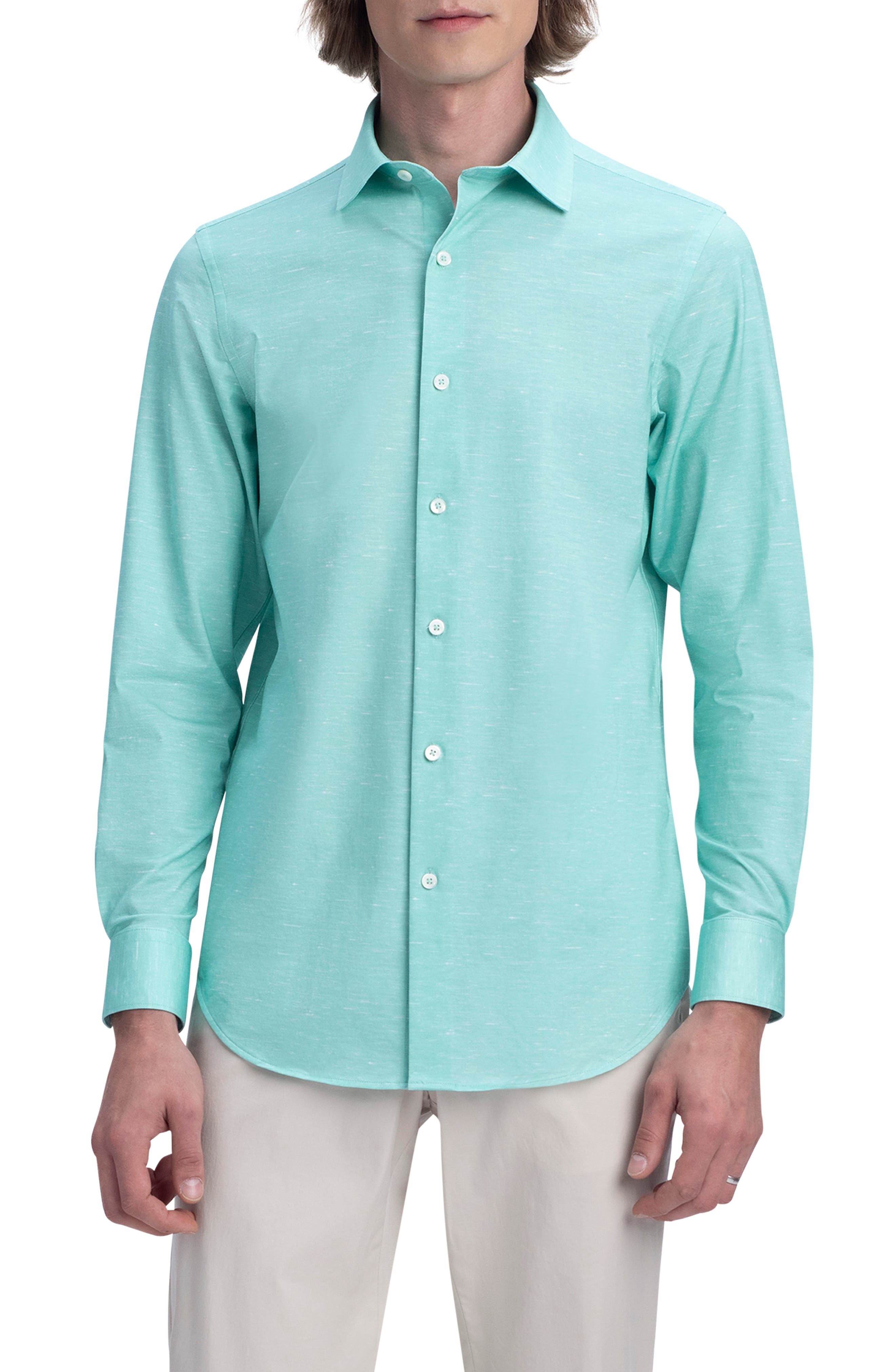 green button up dress shirt