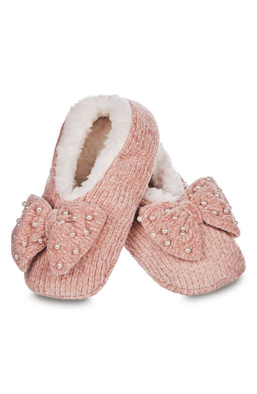 Precious Pearls Chenille Slipper Socks in Blush