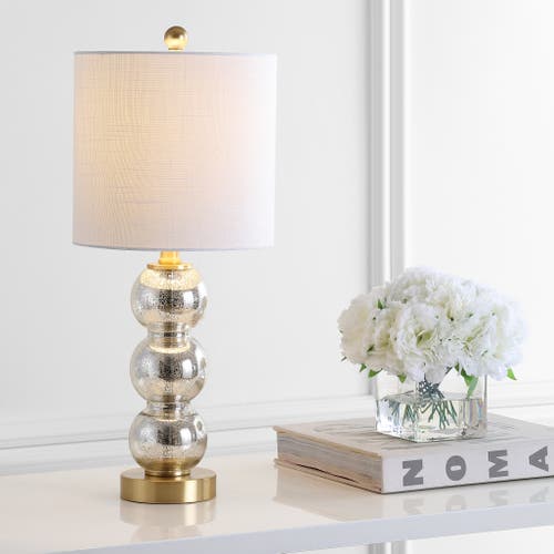 Jonathan Y February Glass/metal Led Table Lamp In Mercury Glass/brass Gold