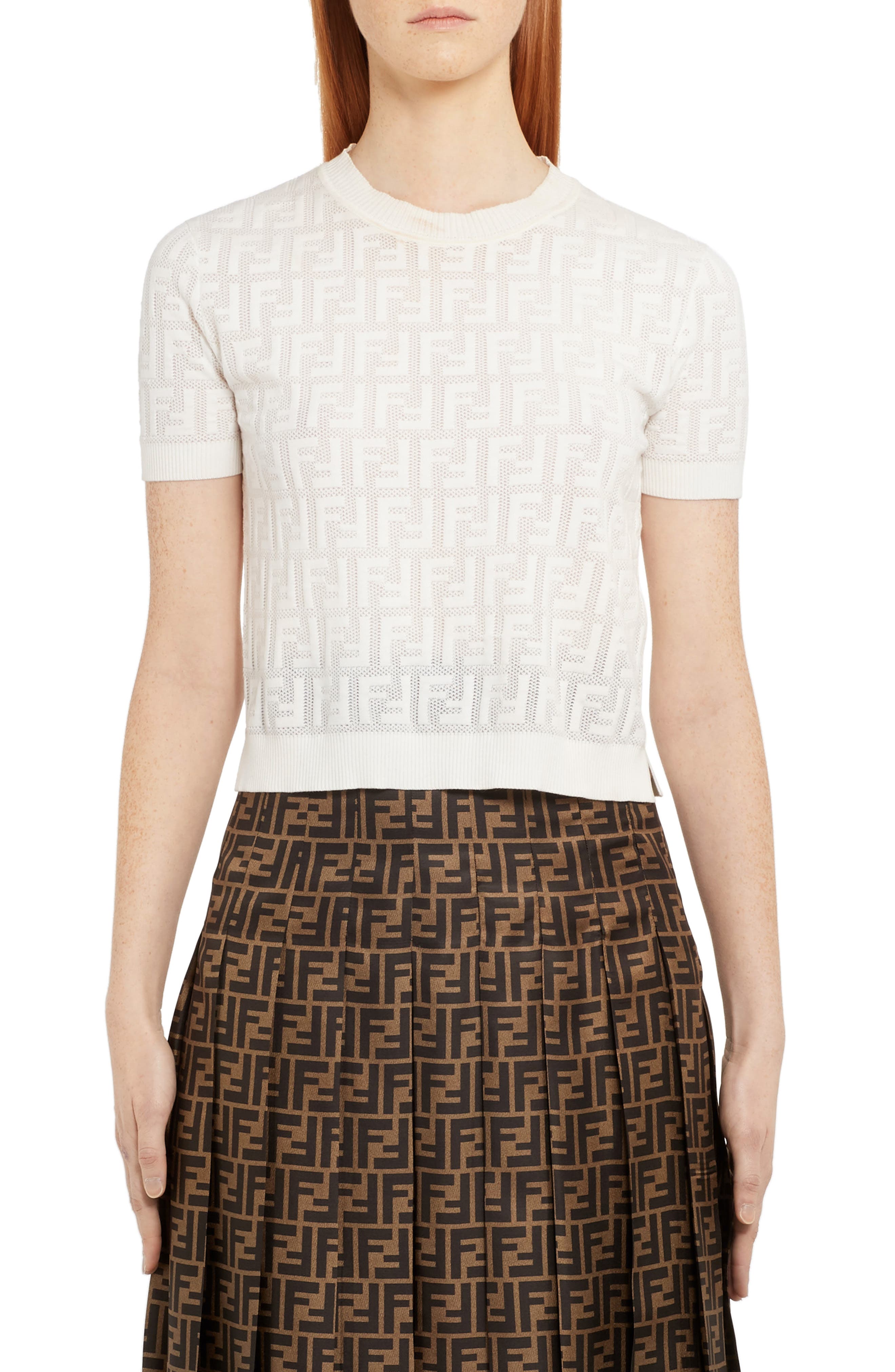 Fendi Logo Short Sleeve Sweater Nordstrom