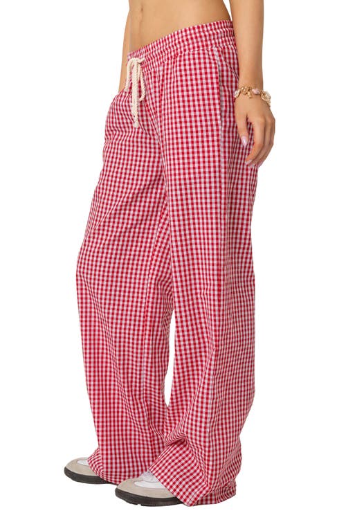 Edikted Taya Gingham Pants In Red
