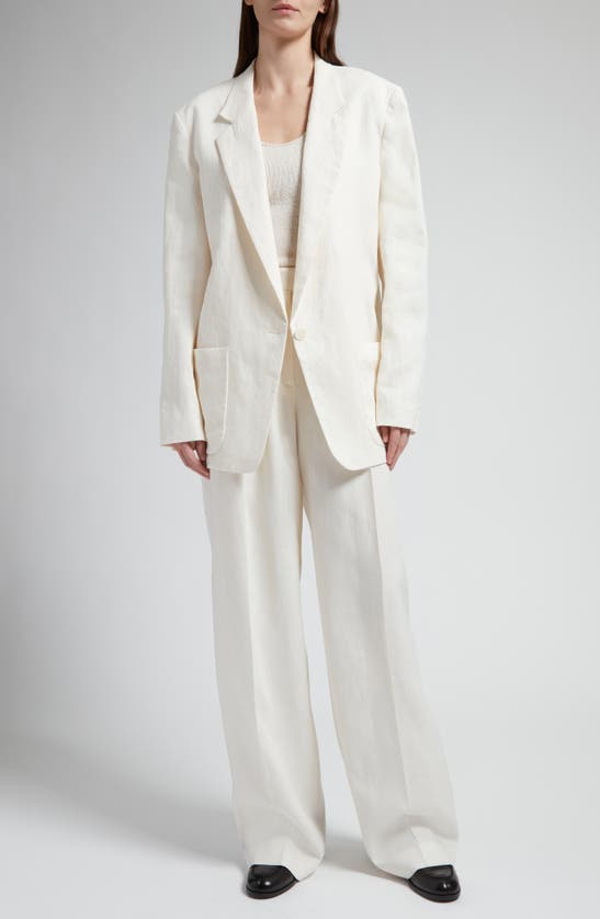 Shop The Row Tonnie Tailored Linen Pants In Off White