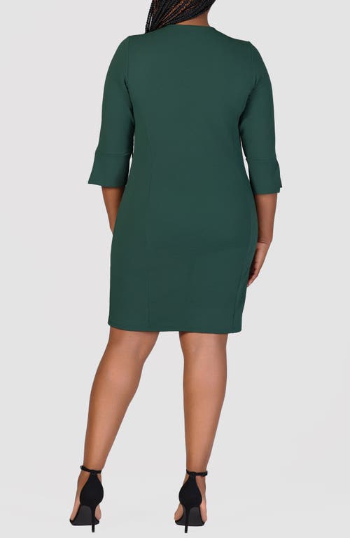 24seven Comfort Apparel Plus Size Three Quarter Sleeve Mini Dress In Hunter